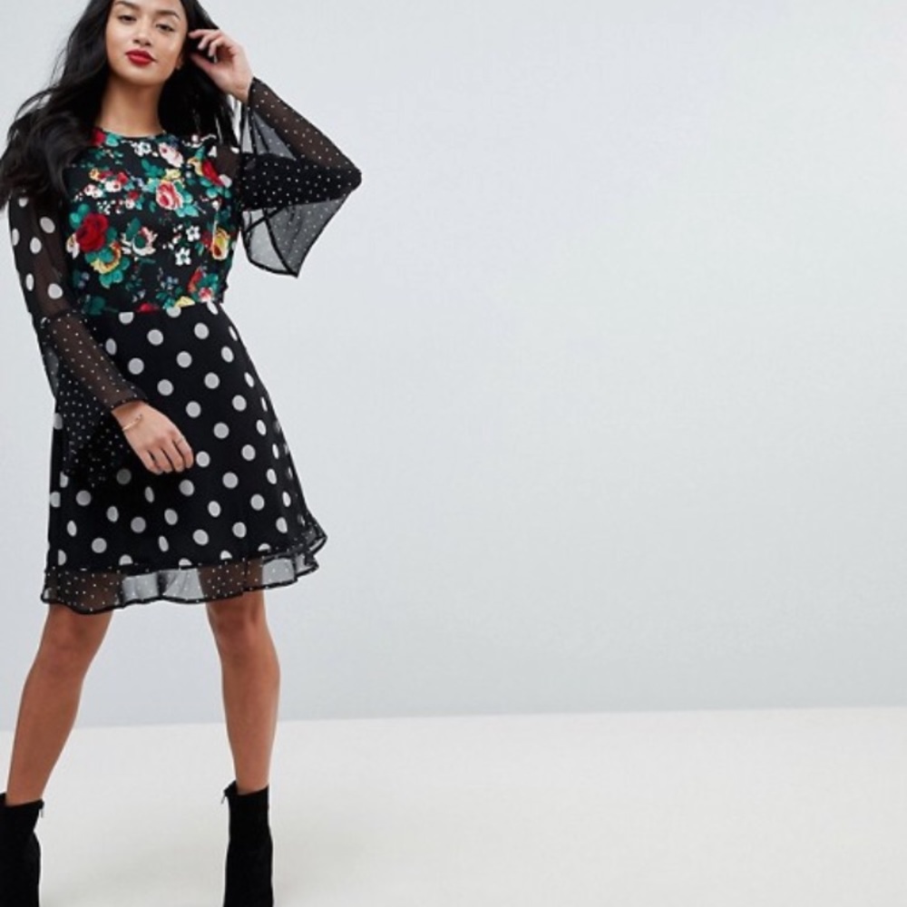 ASOS petite mixed pattern dress
